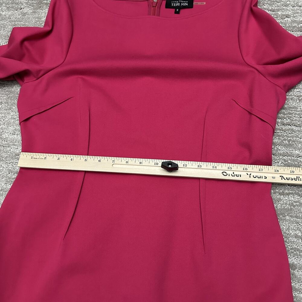 Teri Jon Dress Womens 16 Pink Bell Sleeve Sheath Scallop Hem Party Cocktail - Picture 12 of 16